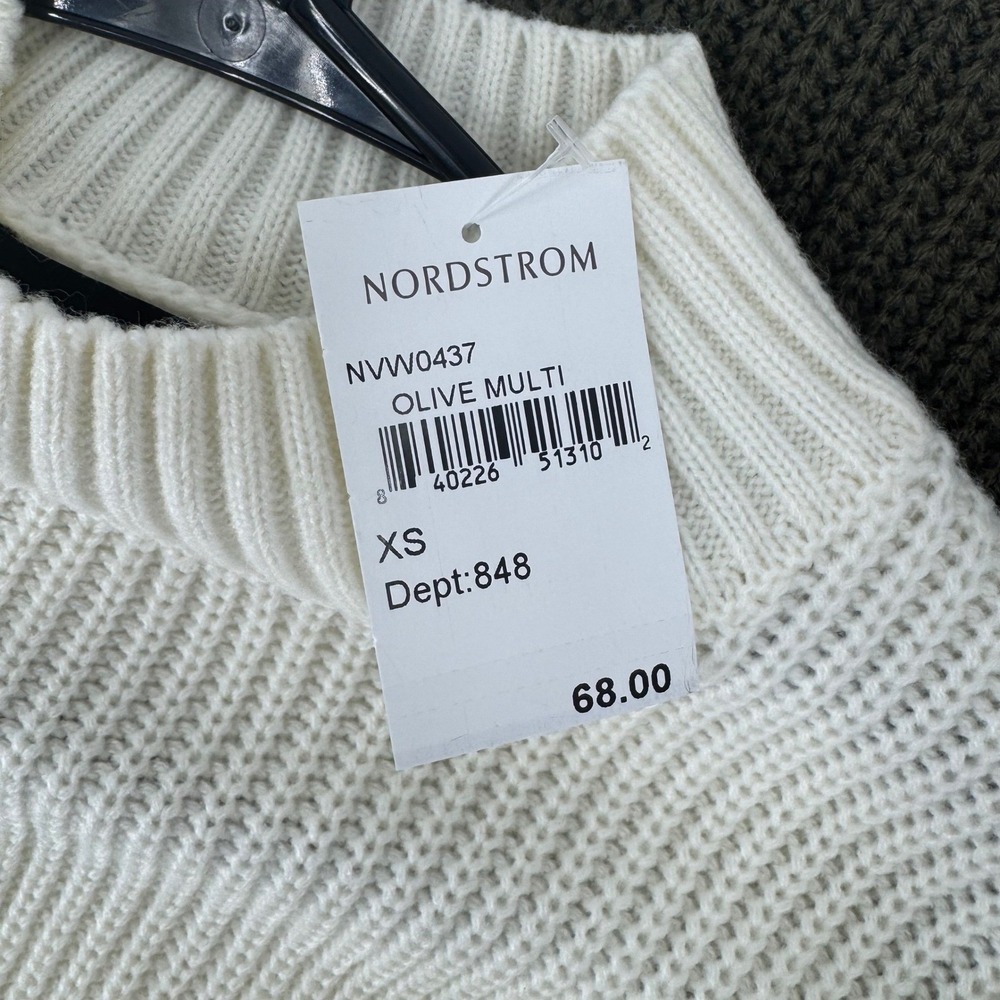 NWT VICI-Nordstrom Colorblock Mock Neck Knit Sweater Dress‎ Olive Cream Black XS - Picture 10 of 13